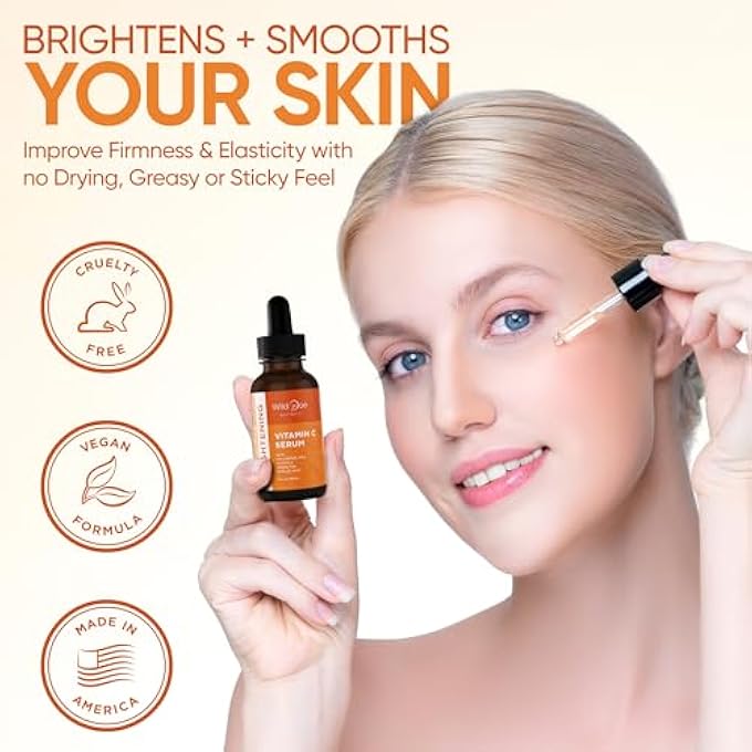 Wild Doe Naturals VITAMIN C SERUM FOR FACE WITH HYALURONIC ACID - FIRMING ANTI AGING SERUM, PORE MINIMIZER, ACNE SCARS AND DARK SPOT REMOVER FOR FACE - VITAMIN C FACIAL SERUM + FERULIC ACID, VITAMIN E, GREEN TEA -4 OZ - Image 4